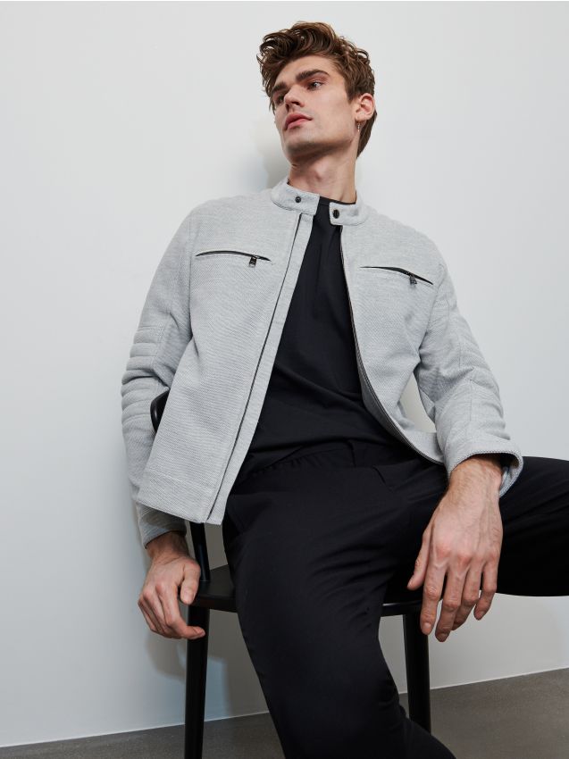 Veste motarde multi-matières - Gris - YB724-09X - RESERVED