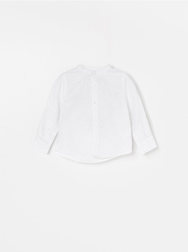 Cotton shirt with standing collar - white - YC080-00X - RESERVED