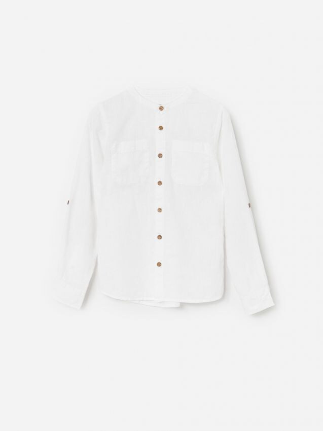 Camisa en mezcla de lino - Blanco - YC085-00X - RESERVED