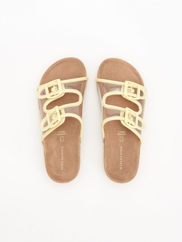 Transparent sliders with leather insole - green - YC272-70X - RESERVED