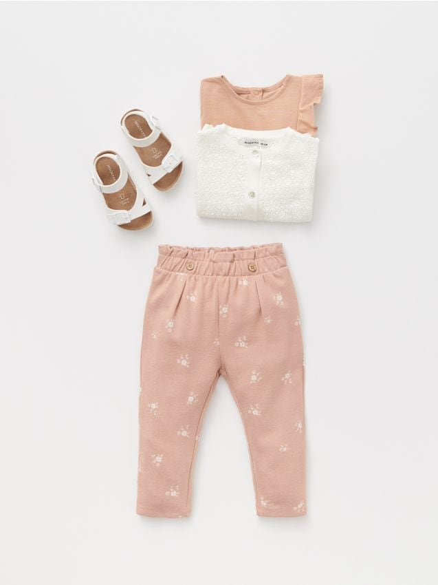 Floral print jersey pants - beige - YE564-80X - RESERVED