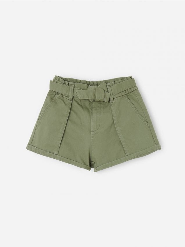 Cotton paperbag shorts - green - YE587-81X - RESERVED