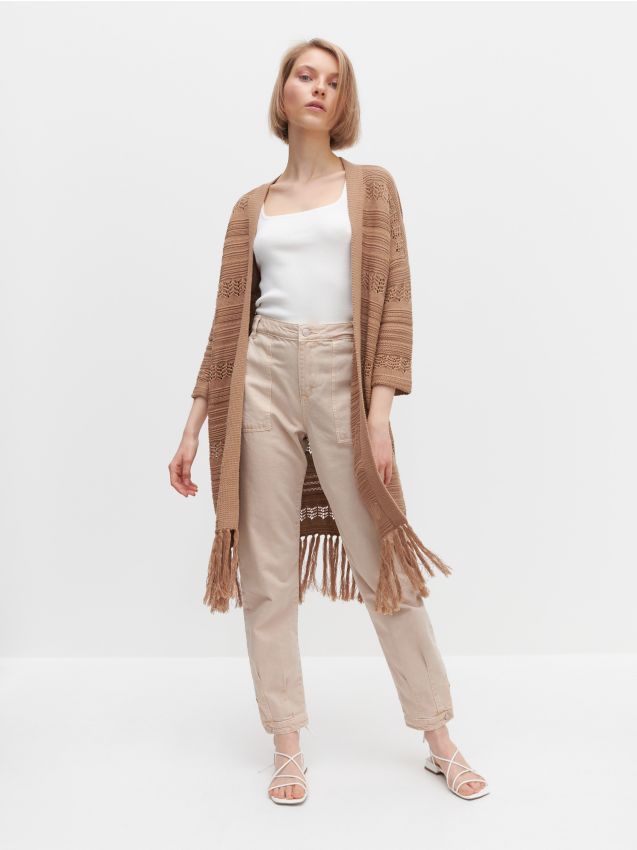 Džemper boho stila - bež - YF111-80X - RESERVED