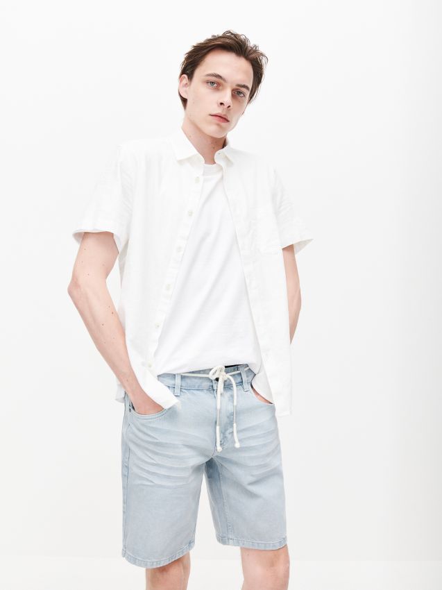 Organic cotton denim shorts - blue - YF664-50J - RESERVED