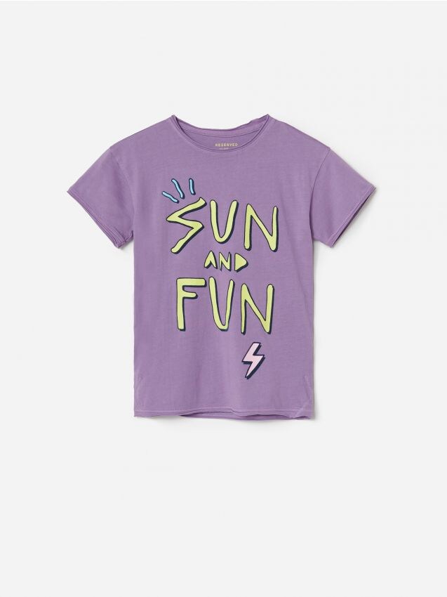 T-shirt en coton imprimé - Violet - YF913-48X - RESERVED