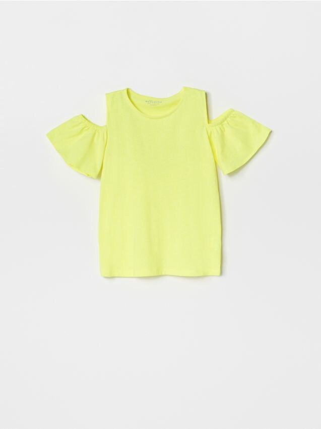 Open shoulder cotton T-shirt - green - YG693-71X - RESERVED