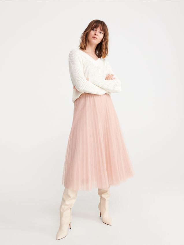 Pleated skirt - pink - YK072-03X - RESERVED
