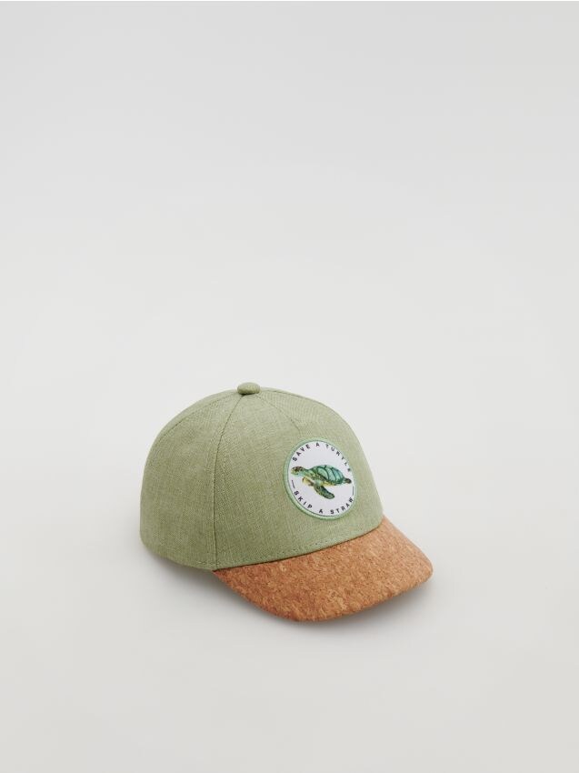 Cap with cork visor and patch - green - YK747-77X - RESERVED