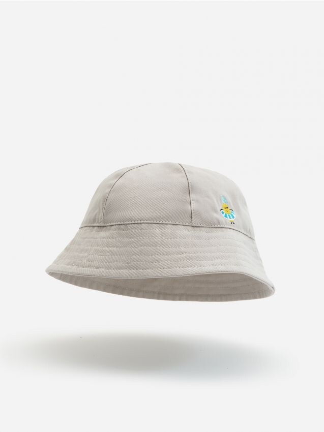 Bavlněný klobouk bucket hat s vyšívanou aplikací - šedá - YK748-09X - RESERVED