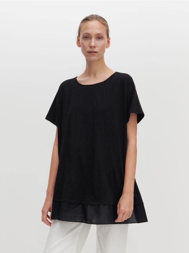 Organic cotton blouse - black - YM625-99X - RESERVED