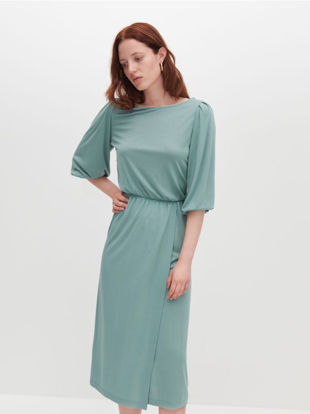 Modal rich plain dress - green - YN287-07X - RESERVED