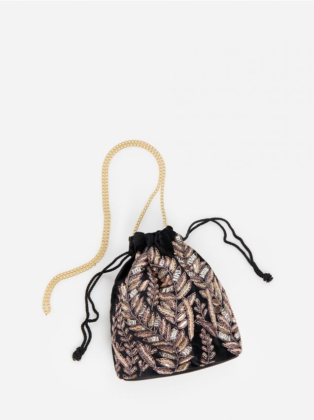 Bucket bag with beads - golden - YN485-GLD - RESERVED