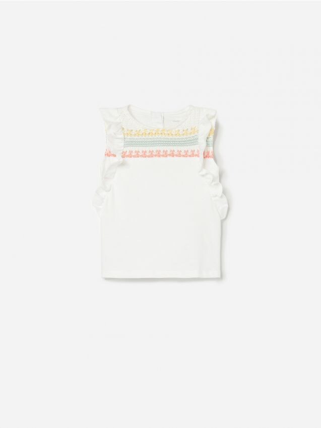 Cotton top with frill detail - ivory - YO217-01X - RESERVED