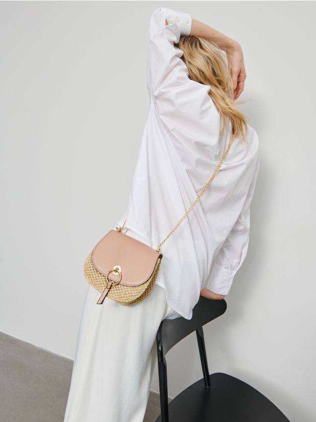 Woven chain crossbody bag - ivory - YO358-02X - RESERVED