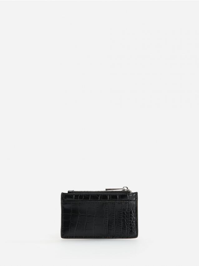 Black faux croc leather wallet - black - YP584-99X - RESERVED