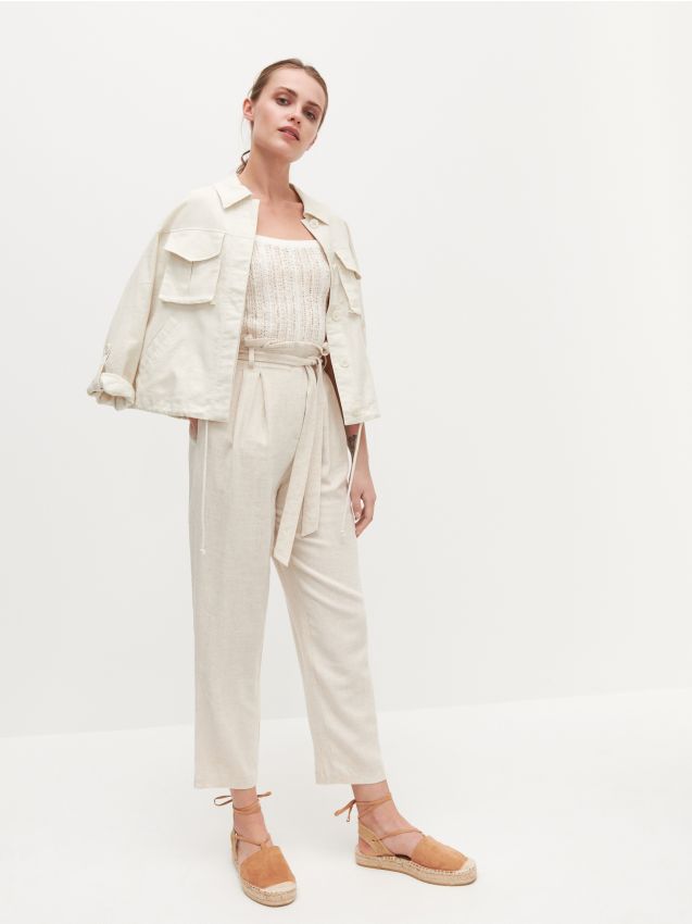 High waisted trousers - beige - YR809-08X - RESERVED