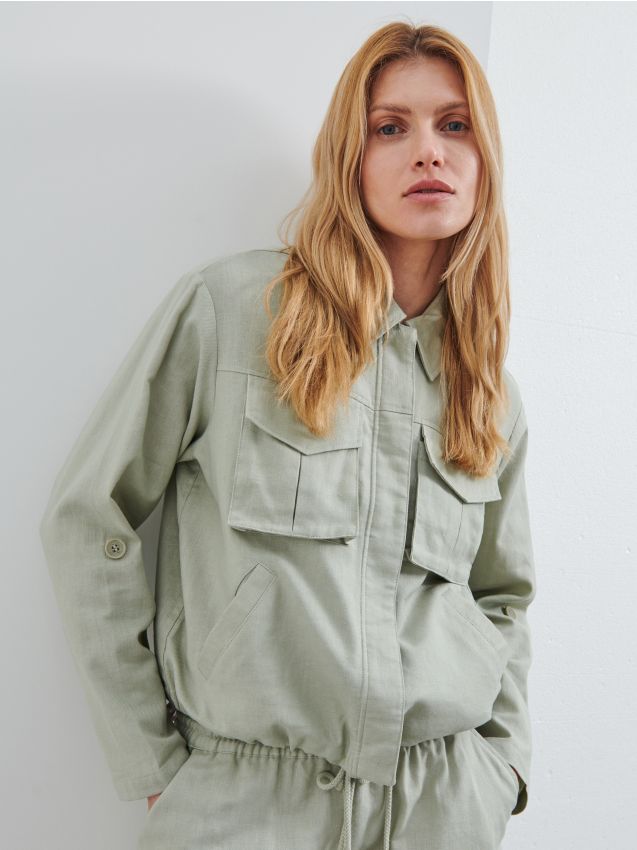 Veste en lin majoritaire et coton mélangés - Vert - YS626-87X - RESERVED