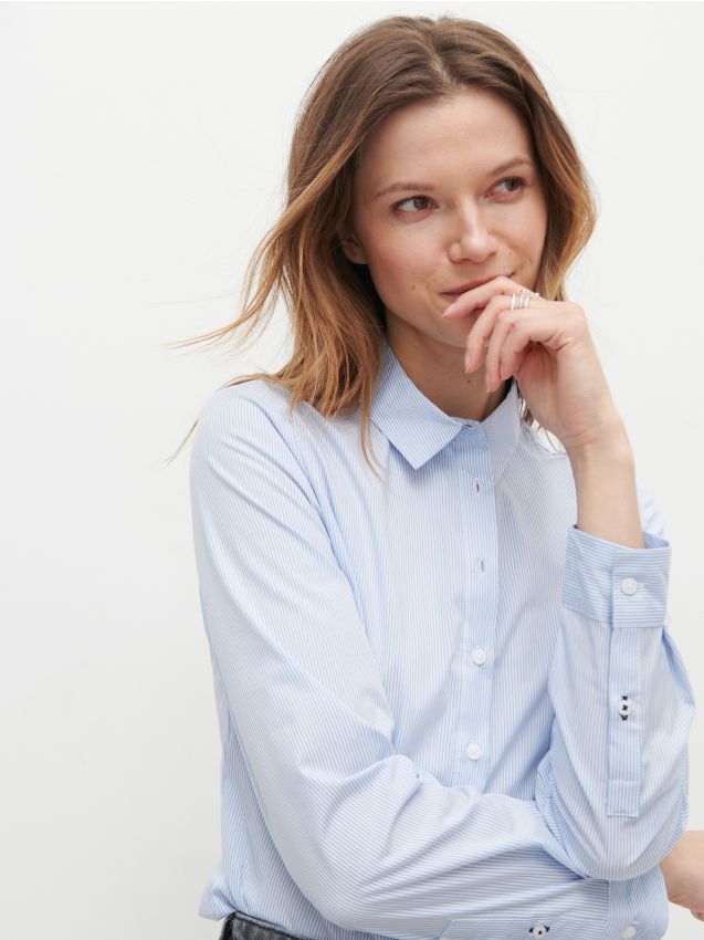 Stripe organic cotton rich shirt - pale blue - YU193-05X - RESERVED