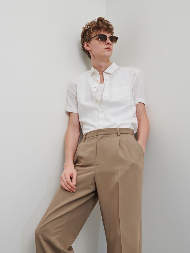 Shirt in linen and cotton blend - white - YU593-00X - RESERVED