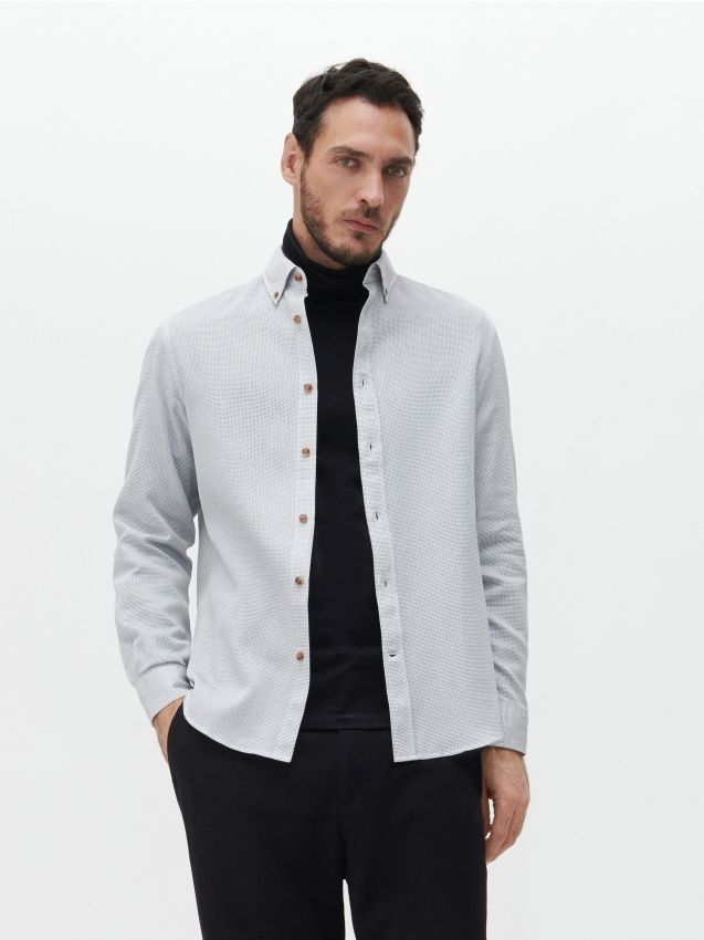 Рубашка хлопчатобумажная regular fit - светло-голубой - YV036-50X - RESERVED