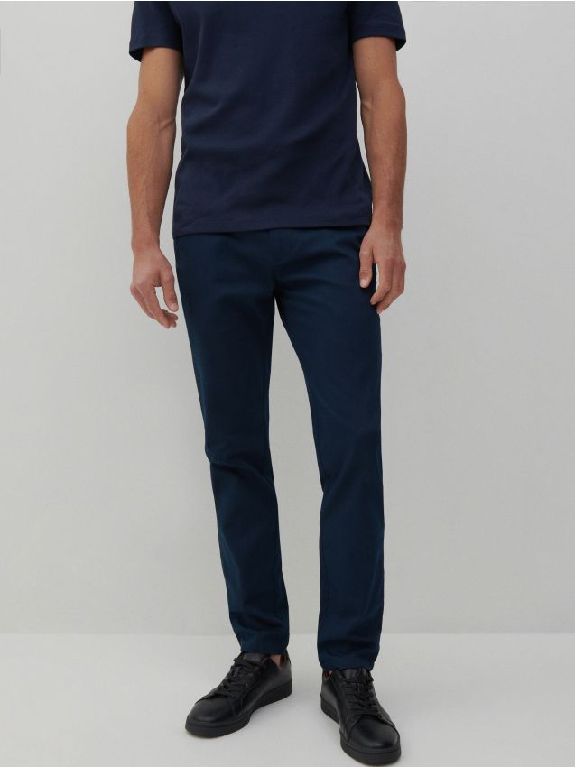 Kalhoty slim chino ze strukturované látky - tmavomodrá - YV116-59X - RESERVED