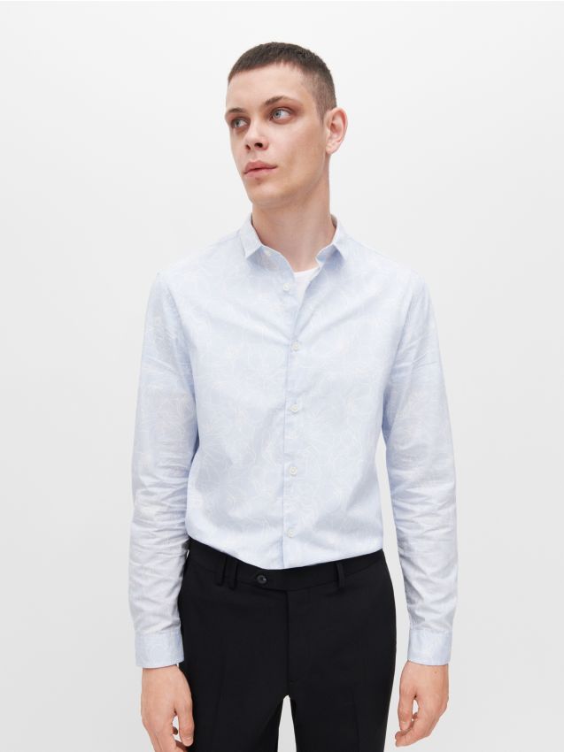 Vzorovaná košile slim fit - světle modrá - YV285-50P - RESERVED