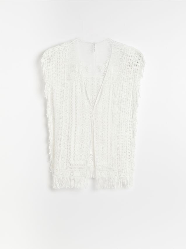 Broderie anglaise cotton poncho - ivory - YX437-01X - RESERVED