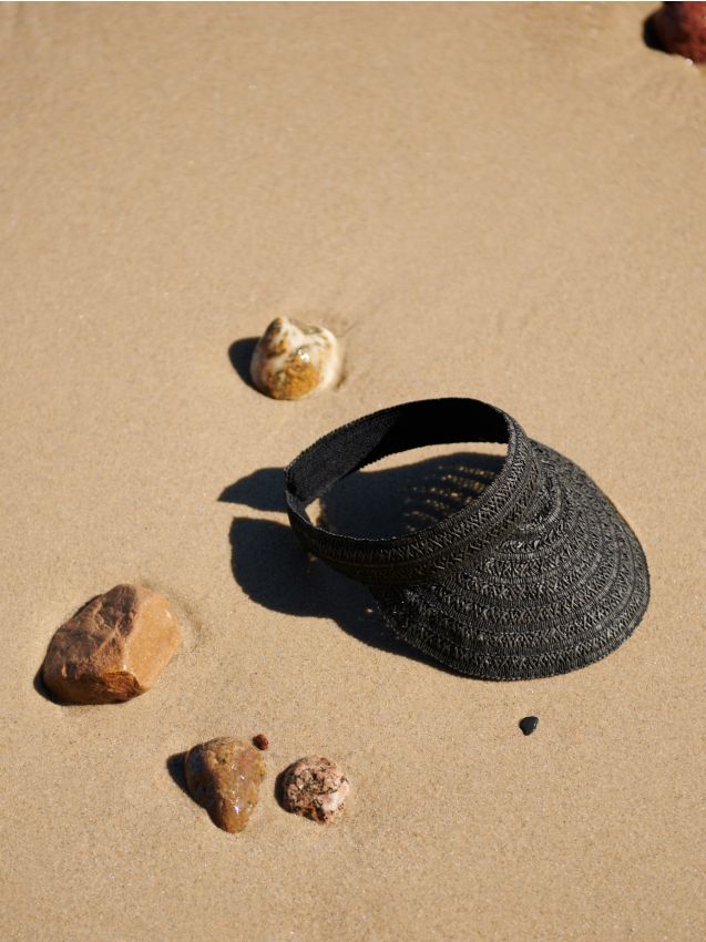 Woven headband visor cap - black - YX554-99X - RESERVED