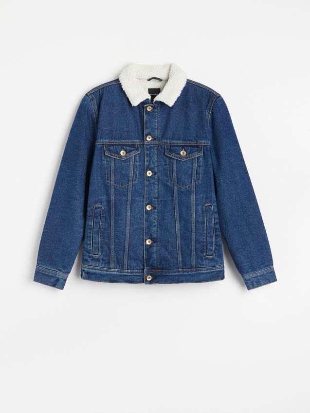 Džínová parka s beránkem - tmavomodrá - ZH963-59J - RESERVED