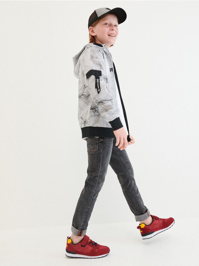 Jeansy slim fit z przetarciami - szary - ZI272-90J - RESERVED