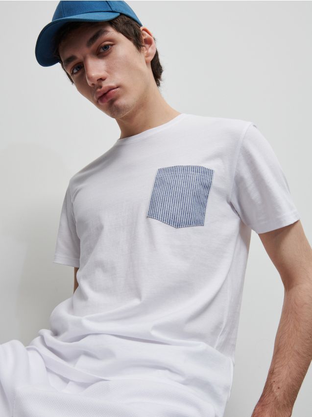 T-shirt z kieszenią - biały - ZI783-00X - RESERVED