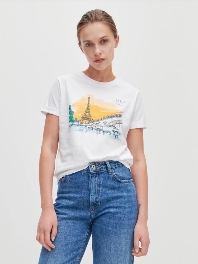 Printed T-shirt - white - ZJ073-00X - RESERVED