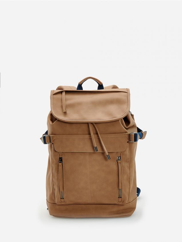 Drawstring backpack with flap - yellow - ZJ690-17X - RESERVED