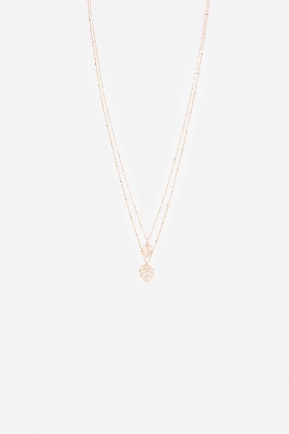 Double chain necklace - golden - ZK399-GLD - RESERVED