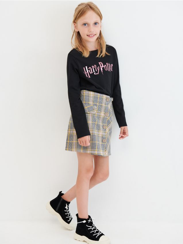 Bawełniana koszulka Harry Potter - czarny - ZM743-99X - RESERVED