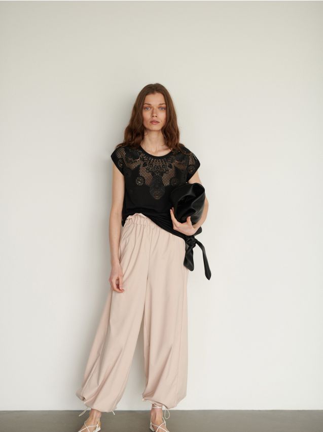 Blouse with openwork pattern - black - ZM881-99X - RESERVED