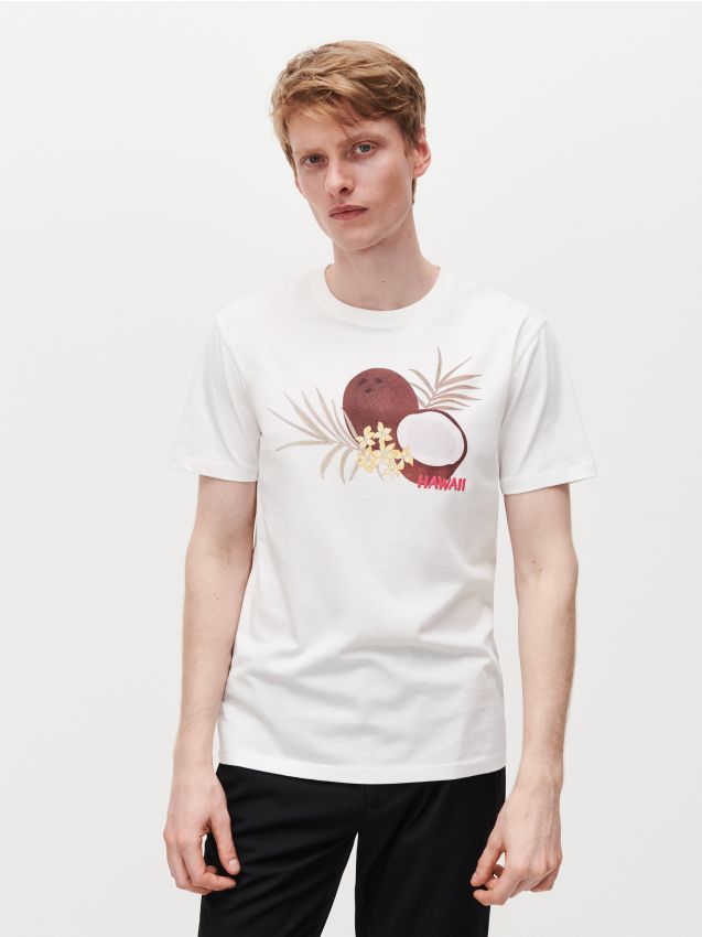 Printed T-shirt - ivory - ZX683-01X - RESERVED