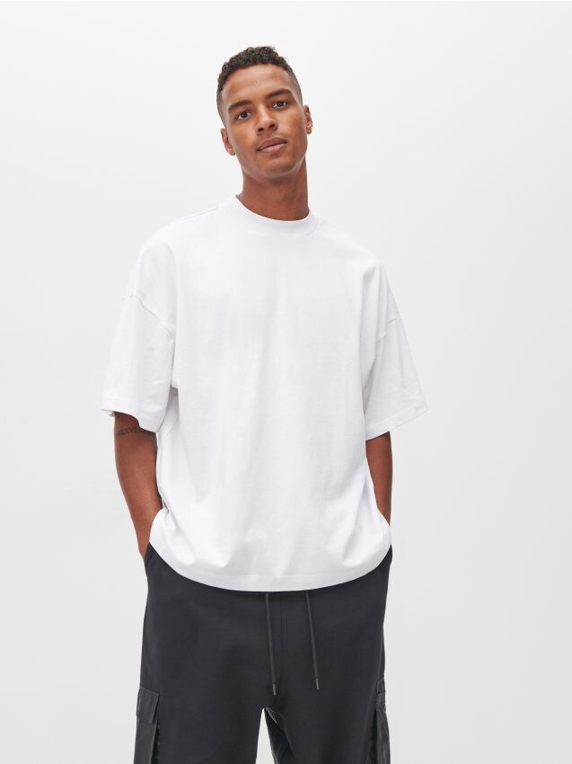 Oversized organic cotton T-shirt - white - 7B527-BBB - RESERVED