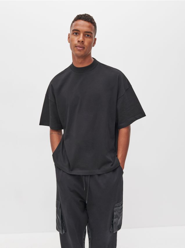 T-shirt oversize z bawełny organicznej - бежевий - 774B7-BBB - RESERVED