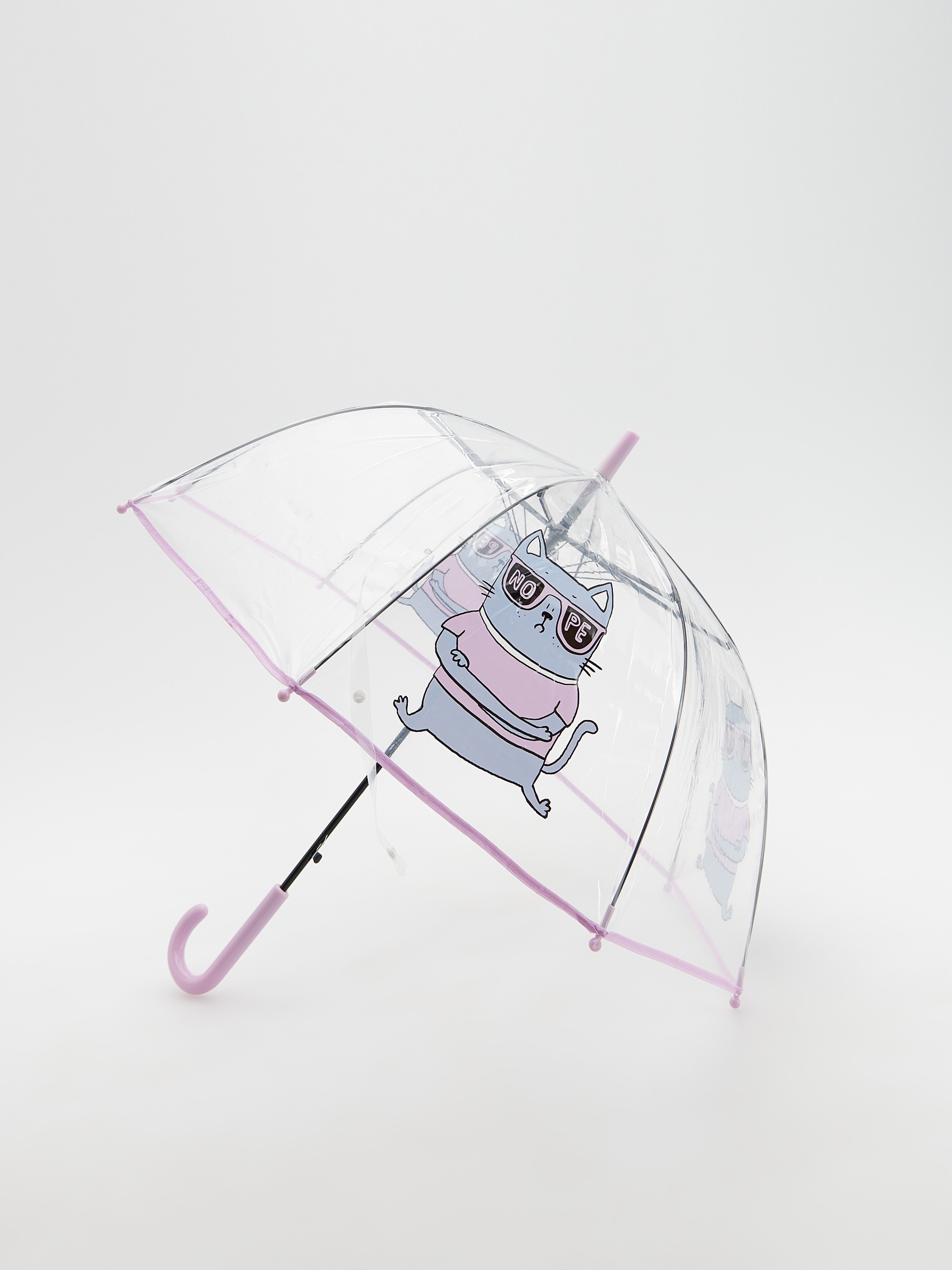 Transparentny parasol z nadrukiem